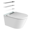 QeramiQ Luma Ensemble WC-douche - réservoir encastré Geberit UP320 - avec châssis Burda - sèche-cheveux - douchette féminine - plaque de commande en inox - boutons ronds - blanc brillant SW1472009