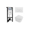 QeramiQ Dely Toiletset - 36.3x51.7cm - cuvette profonde - rimless - réservoir encastré avec mécanisme de chasse Geberit UP320 - abattant WC softclose 35 mm - plaque de commande blanche mate - boutons ronds - blanc mat SW1413231