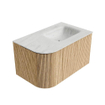 MONDIAZ KURVE-DLUX 75cm Meuble salle de bain avec module 25 G - couleur Oak - 1 tiroir - 1 porte - vasque GRUNNE droite - 1 trou de robinet - couleur Opalo SW1137572