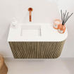 Mondiaz JOYA 61.6cm meuble de toilette - arrondi droit couleur Dusk - Vasque FAYE position Gauche Sans trou de robinet couleur Talc. SW1421605