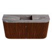 Mondiaz JOYA-DLUX 83.2cm meuble de toilette - arrondis gauche et droite couleur Ruby - Vasque FAYE position Milieu Sans trou de robinet couleur Sombra. SW1425705