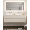 Mondiaz VICA ensemble de meuble de salle de bain - 150cm - meuble sous-vasque lin - 4 tiroirs - lavabo nuage double - sans trou de robinet - version XL 60cm haut SW1089558