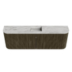 Mondiaz JOYA-DLUX Meuble de salle de bains 123,2cm - arrondi gauche et droite couleur Shadow - Vasque FAYE position Milieu 1 trou de robinet couleur Glace SW1422846