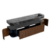 MONDIAZ THOR-DLUX Meuble de salle de bains 190cm arrondi gauche + droite couleur Walnut avec 2 tiroirs et 2 portes. Vasque suspendue CLOUD Droite sans trou de robinet couleur Lava. SW1466414