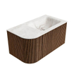 MONDIAZ KURVE-DLUX 85cm Meuble salle de bain avec module 25 G - couleur Walnut - 1 tiroir - 1 porte - vasque CLOUD droite - sans trou de robinet - couleur Frappe SW1137436