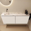 MONDIAZ TURE-DLUX Meuble toilette - 120cm - Talc - EDEN - vasque Glace - position gauche - sans trou de robinet SW1103147