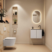 MONDIAZ TURE-DLUX Meuble toilette - 60cm - Linen - EDEN - vasque Frappe - position droite - 1 trou de robinet SW1102870