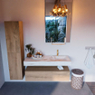 Mondiaz ALAN-DLUX Ensemble de meuble - 120cm - meuble Washed Oak mat - 1 tiroir - Lavabo Cloud Frappe suspendu - vasque Droite - 1 trou de robinet SW808677