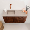 Mondiaz JOYA-DLUX 71.6cm toiletmeubel - ronding rechts kleur Ruby - Wastafel FAYE positie Links Zonder kraangat kleur Saba. SW1425616