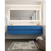 Mondiaz VICA ensemble de meuble de salle de bain - 200cm - meuble sous-vasque jeans - 4 tiroirs - lavabo moon droite - sans trou de robinet - miroir LED - version XL 60cm de haut SW1098250