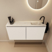 MONDIAZ TURE-DLUX Meuble WC 100 cm Talc. EDEN lavabo Ostra position droite. Avec 1 trou de robinetterie. SW1104685