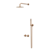 IVY Bond Ensemble de douche pluie - encastrable - symétrie - inverseur 2 voies avec arrêt - bras mural 40 cm - pomme de douche slim 20 cm - support avec sortie - flexible de douche 150 cm - douchette stick - Cuivre brossé mat PVD SW1033370