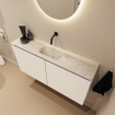 MONDIAZ TURE-DLUX Meuble toilette - 100cm - Talc - EDEN - vasque Ostra - position centrale - sans trou de robinet SW1104673