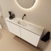 MONDIAZ TURE-DLUX Meuble WC 100 cm Talc. Lavabo EDEN Ostra position milieu. Sans trou de robinet. SW1104673