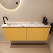 MONDIAZ TURE-DLUX Meuble WC 120 cm Ocher. Lavabo EDEN Glace position gauche. Avec 1 trou de robinet. SW1103413