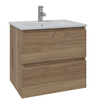 Adema Chaci Ensemble de meuble - 60x46x57cm - 1 vasque en céramique blanche - 1 trou de robinet - 2 tiroirs - armoire de toilette - cannelle SW826905