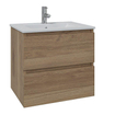 Saniclass Chaci Ensemble meuble de salle de bains - 60x46x55cm - lavabo en céramique blanc - 1 vasque - 1 trou de robinet - 2 tiroirs - armoire de toilette - chêne SW826905