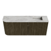 Mondiaz JOYA-DLUX Meuble de salle de bains 101,6cm - arrondi gauche couleur Shadow - Vasque FAYE position Droite 1 trou de robinet couleur Glace SW1422787