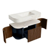 MONDIAZ THOR-DLUX 100cm badmeubel ronding links + rechts kleur Walnut met 1 lade en 2 deuren. Vrijhangende wastafel CLOUD Midden 1 kraangat kleur Ostra. SW1467388