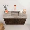 Mondiaz JOYA-DLUX 60cm toiletmeubel - kleur Walnut - Wastafel FAYE positie Midden Zonder kraangat kleur Oza. SW1424558