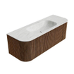 MONDIAZ KURVE-DLUX 130cm Meuble salle de bain avec module 25 G et D - couleur Walnut - 1 tiroir - 2 portes - vasque BIG SMALL centre - sans trou de robinet - couleur Opalo SW1137674