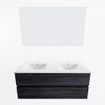 Mondiaz VICA ensemble de meuble de salle de bain - 120cm - meuble sous-vasque Antracite - 2 tiroirs - lavabo denia double - 2 trous de robinet - couleur Blanc Brillant - miroir LED - version XL 60cm de haut SW1092023