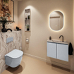 MONDIAZ TURE-DLUX Meuble toilette - 60cm - Clay - EDEN - vasque Glace - position centrale - 1 trou de robinet SW1103243