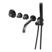 BRAUER Gunmetal Carving Badkraan Inbouw - douchegarnituur - 20cm uitloop - inclusief inbouwdeel - 3 carving knoppen - handdouche staaf 1 stand - PVD - geborsteld gunmetal SW715938