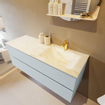 Mondiaz VICA-DLUX ensemble de meuble de salle de bain - 130cm - meuble sous-vasque argile - 2 tiroirs - lavabo encastré nuage droite - 1 trou de robinet - version haute 60cm - ostra SW1085689