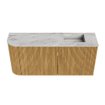 Mondiaz JOYA-DLUX 91.6cm meuble de salle de bains - arrondi gauche couleur Chêne - Vasque FAYE position Droite 1 trou de robinet couleur Glace. SW1422035