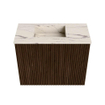 Mondiaz JOYA-DLUX 50cm meuble de toilette - couleur Walnut - Vasque FAYE position Gauche 1 trou de robinet couleur Nata. SW1424458