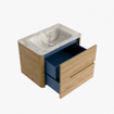 Mondiaz CIRO-DLUX Ensemble meuble de salle de bains - 70x45x50cm - lavabo Solid surface Frappe - 1 vasque au milieu - sans trous de robinet - 2 tiroirs - Chêne SW1530774