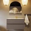 MONDIAZ VICA-DLUX Ensemble meuble de salle de bains - 90cm - meuble bas smoke - 2 tiroirs - lavabo encastré cloud centré - 1 trou de robinet - version haute 60cm - frape SW1088885