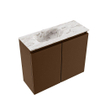 MONDIAZ TURE-DLUX Meuble de toilettes 60 cm rouille. EDEN lavabo Glace position gauche. Avec 1 trou de robinet. SW1103494