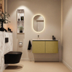 MONDIAZ TURE-DLUX Meuble toilette - 100cm - Oro - EDEN - vasque Glace - position gauche - sans trou de robinet SW1103433