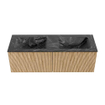 MONDIAZ KURVE-DLUX 130cm Meuble salle de bain - couleur Oak - 2 tiroirs - vasque LEAF double - 2 trous de robinet - couleur Lava SW1137181