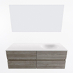 Mondiaz VICA ensemble de meuble de salle de bain - 140cm - meuble sous-vasque marron clair gris - 4 tiroirs - lavabo lune droite - sans trous de robinet - couleur talc - miroir LED - version XL 60cm de haut SW1091337