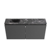 MONDIAZ TURE-DLUX Meuble de toilettes 100 cm Dark Grey. Lavabo EDEN Lava position gauche. Sans trou de robinet. SW1103774
