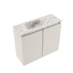 MONDIAZ TURE-DLUX Meuble toilette - 60cm - Linen - EDEN - vasque Glace - position gauche - sans trou de robinet SW1103332