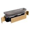 MONDIAZ THOR-DLUX Meuble de salle de bains - 200cm - arrondi gauche + droite - couleur Oak - 2 tiroirs et 2 portes - Vasque suspendue CLOUD Droite sans trou de robinet - couleur Oza SW1467177