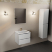 Mondiaz AIVY Ensemble de meuble - 60x45x50cm - 1 trou de robinet - 1 vasque Talc céramique - Centre - 2 tiroirs - avec miroir - MDF Talc SW892402