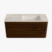 Mondiaz CIRO-DLUX Badkamermeubelset - 110x45x50cm - Solid surface wastafel Nata - 1 wasbak Rechts - 1 kraangat - 2 lades - Walnut SW1530568