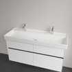 Villeroy & Boch Collaro lavabo meuble - 120x47cm - sans trop-plein 2 trous de robinet en stone white SW358331