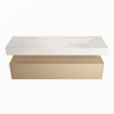 Mondiaz ALAN-DLUX Ensemble de meuble - 150cm - meuble - Oro mat - 1 tiroir - Lavabo Cloud Ostra suspendu - vasque droite - 0 trous de robinet - Beige SW807742