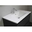 Basic Bella Meuble salle de bains avec lavabo céramique Blanc 80x55x46cm 1 trou de robinet avec miroir et éclairage Anthracite mat SW491781