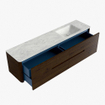 Mondiaz CIRO-DLUX Ensemble de meubles de salle de bains - 190x45x50cm - Plan-vasque Solid Surface Opalo - 1 vasque à droite - 1 trou de robinetterie - 4 tiroirs - Noyer SW1530366