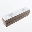 Mondiaz VICA Ensemble de meuble de salle de bain - 200cm - meuble sous-vasque fumée - 4 tiroirs - lavabo nuage double - sans trous de robinet - version haute 60cm - talc SW1083805