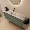 MONDIAZ TURE-DLUX Meuble toilette - 100cm - Army - EDEN - vasque Glace - position centrale - sans trou de robinet SW1103156