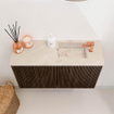 Mondiaz JOYA-DLUX 70cm toiletmeubel - kleur Walnut - Wastafel FAYE positie Rechts 1 kraangat kleur Frappe. SW1422275
