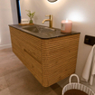 Mondiaz CIRO-DLUX Ensemble de meubles de salle de bains - 120x45x50cm - Lavabo solid surface Lava - 1 vasque à droite - 1 trou de robinet - 2 tiroirs - Chêne SW1531085